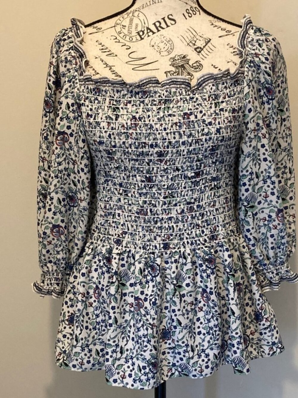 Max Studio boho Floral Smocked Women's Top Sz XL